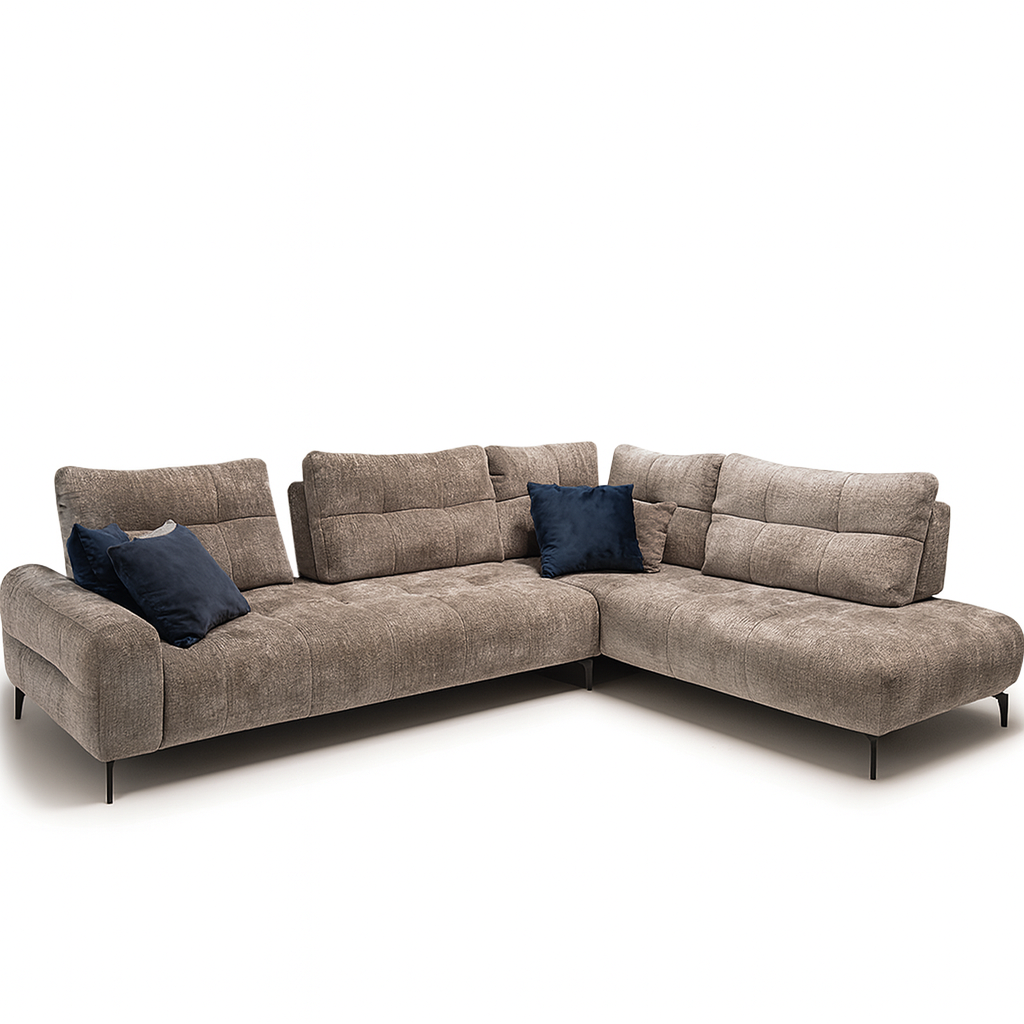 Canapé d'angle Mely - vue 3/4 -dossiers basculant