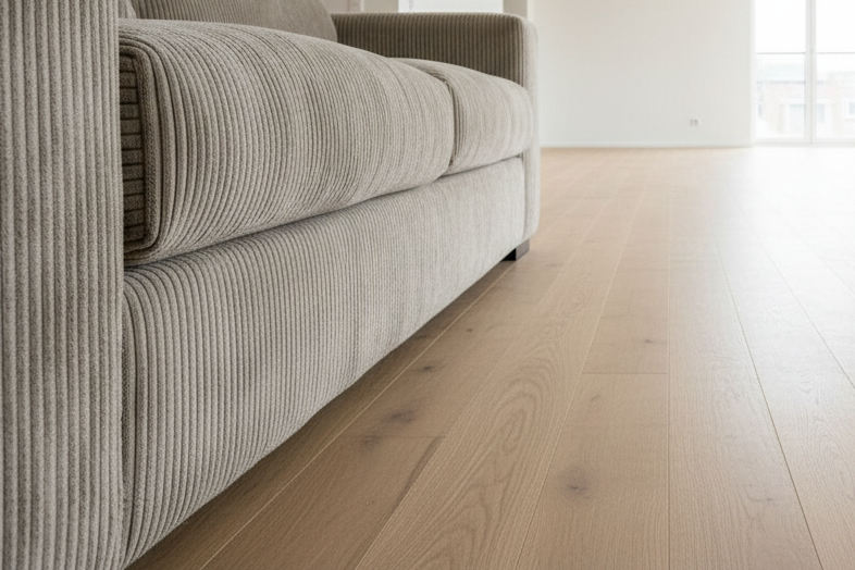zoom détail assise canapé 3 places beige velours cotelé - Souffle d'intérieur - confort luxe