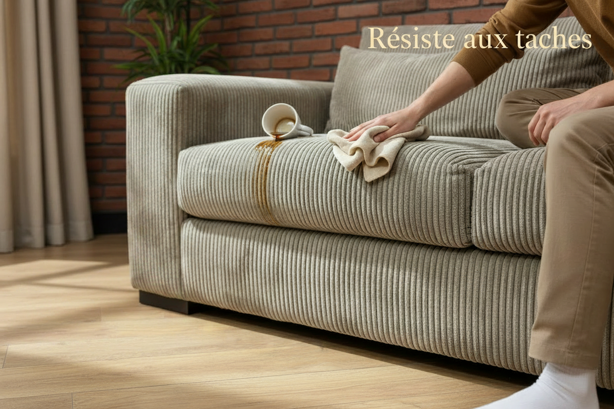 canape 3 places en velours cotelé - magasin de meubles a yerres