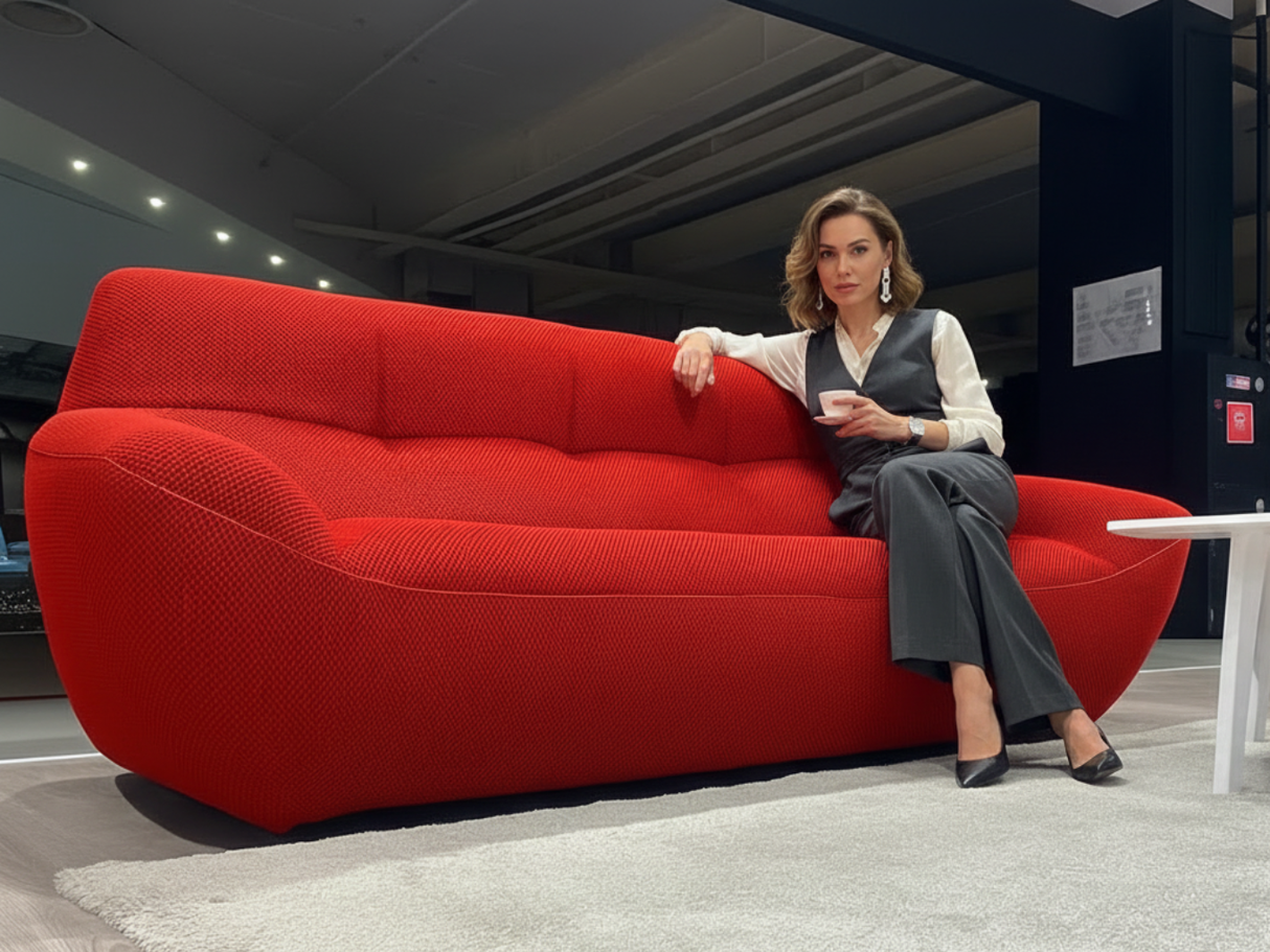 Canapé droit rouge en tissu - Albatros - Aerre Italia