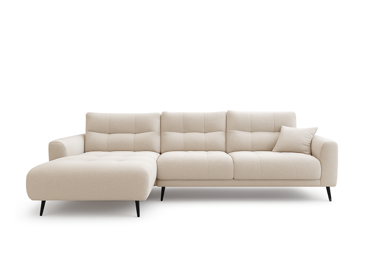 Canapé d’angle Melania - vue face – tissu blanc anti-tâches