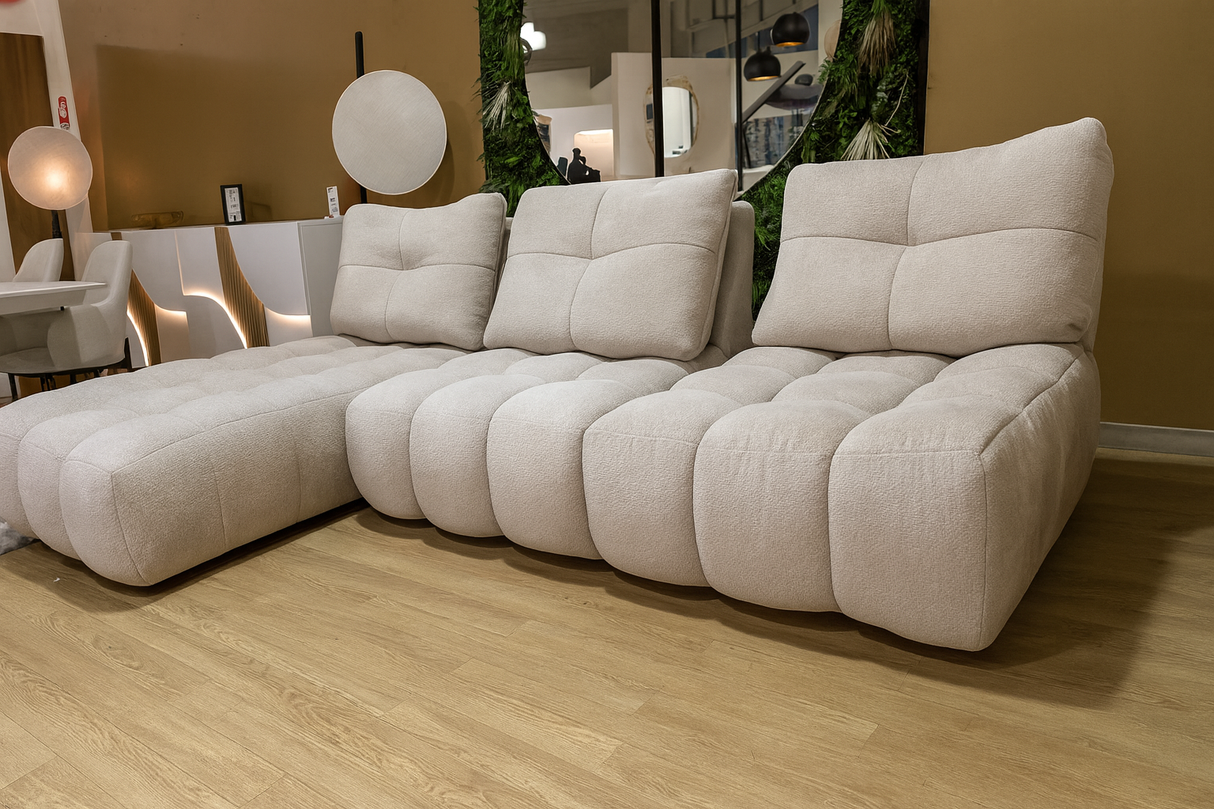 canapé d'angle avec dossiers basculant