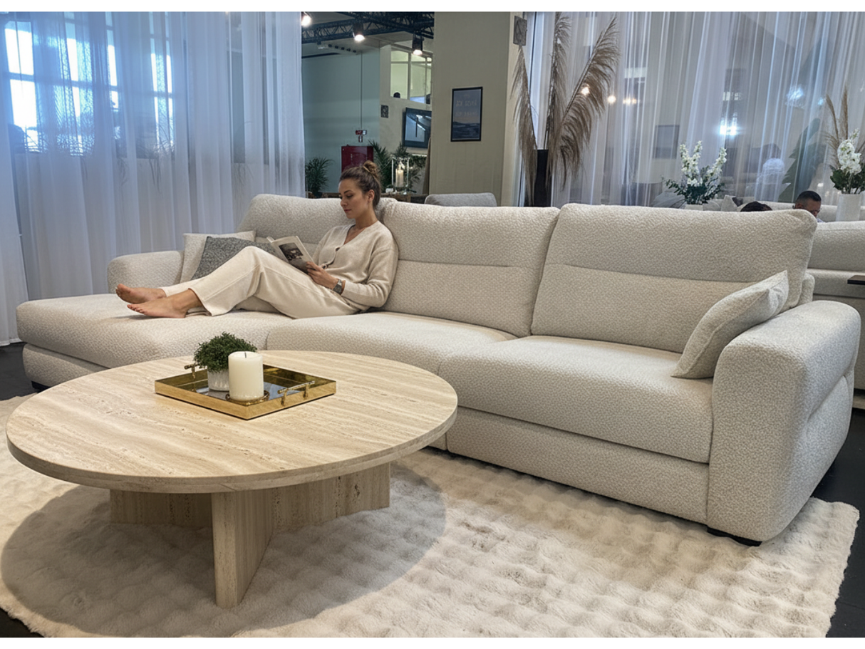 Beige fabric corner sofa 306x199cm - Mimos