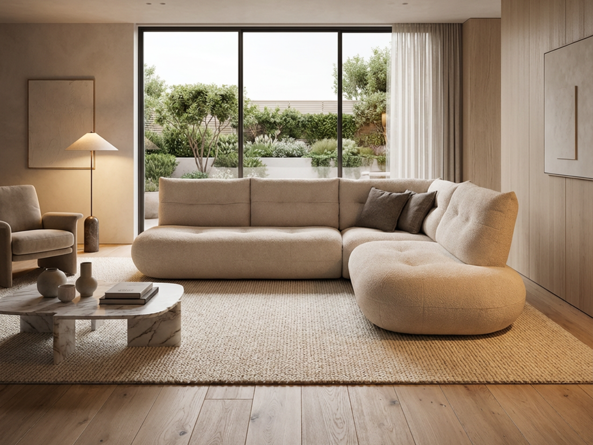 Beige corner sofa 316x246cm - Moony