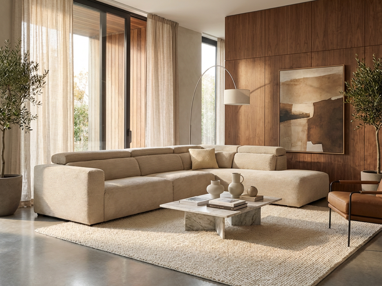 Velvet corner sofa relax 284x235cm - Faster