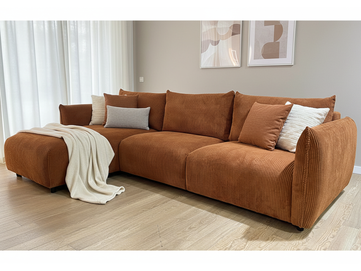 Corduroy corner sofa 294x173cm - Faly