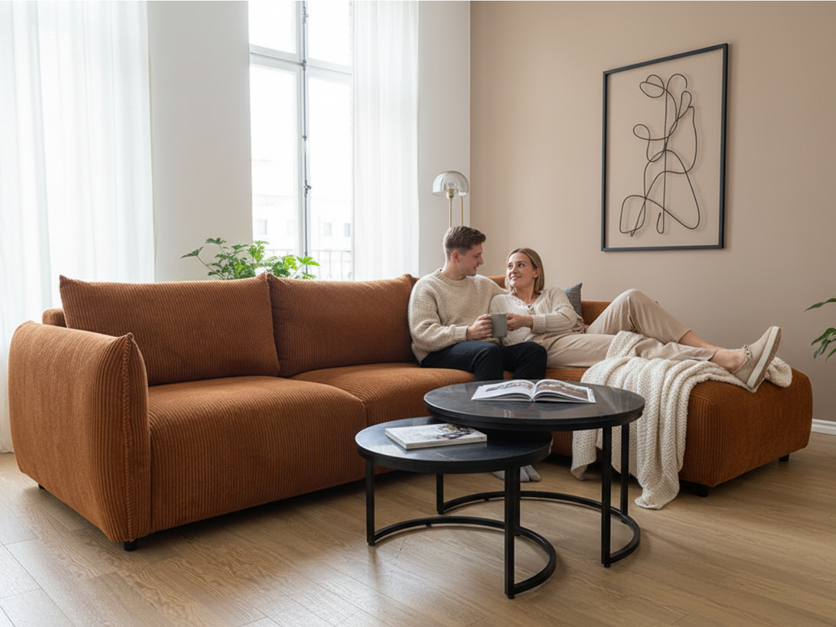 Corduroy corner sofa 294x173cm - Faly