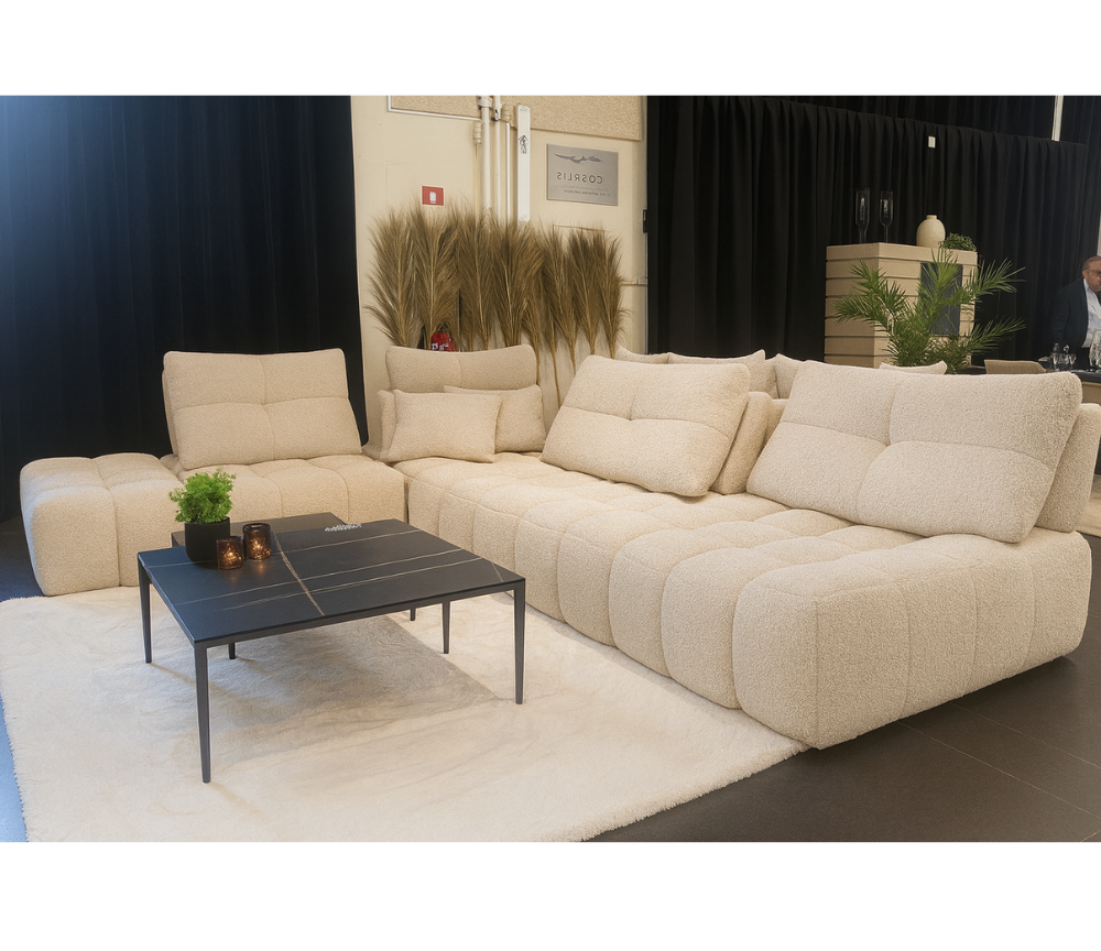 Canapé d’angle meridienne gauche avec dossiers avance recule - Souffle d'intérieur- Cassia