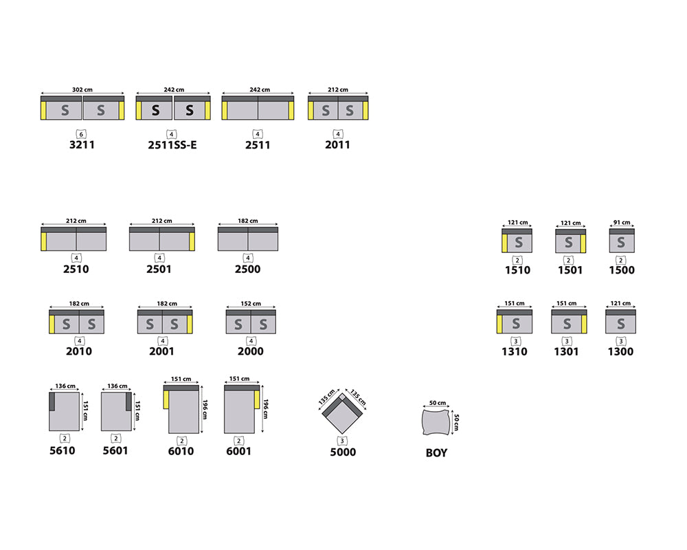 Canapé droit 4 places assises coulissantes - Eloïse