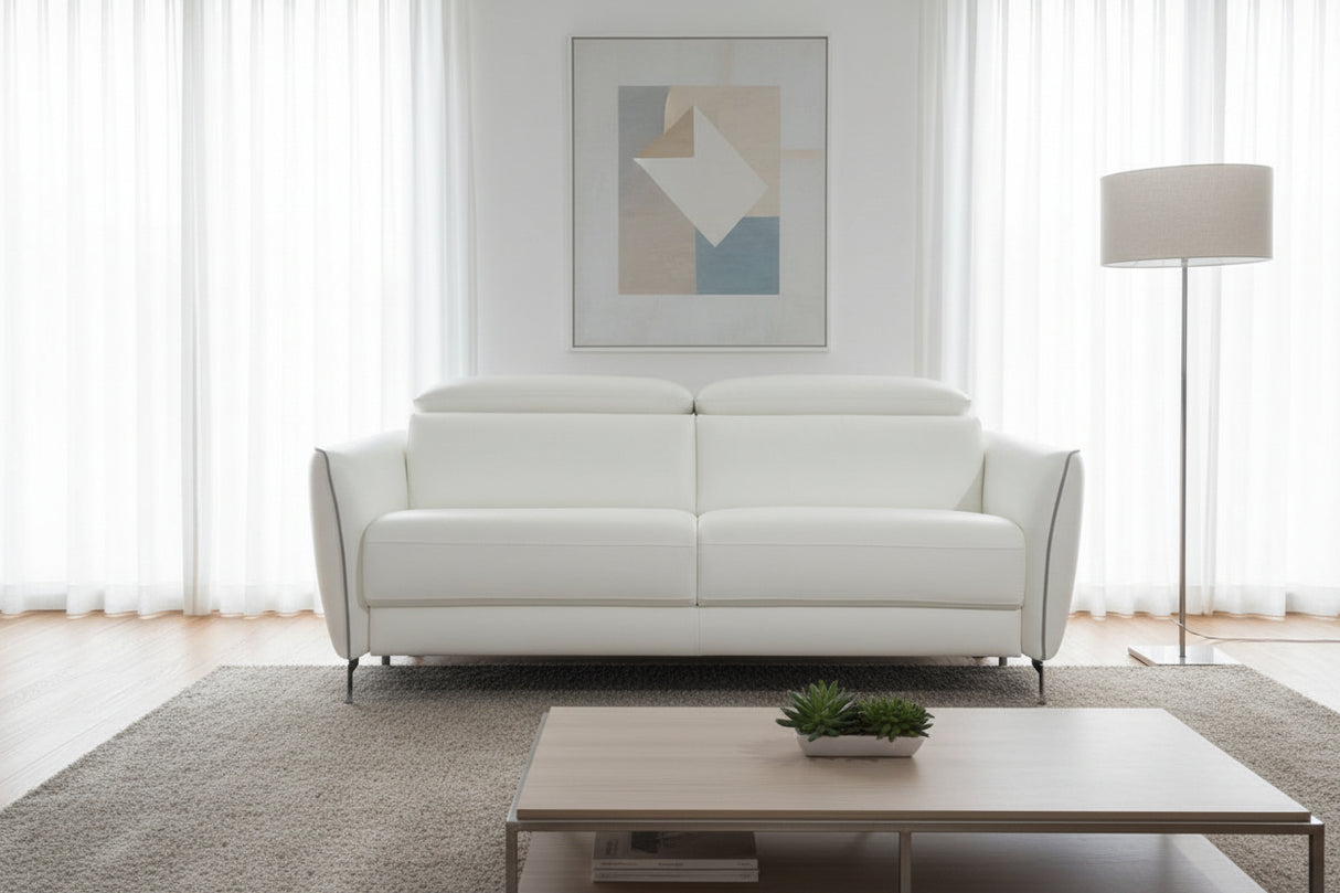 canapé convertible 3 places rapido cuir blanc - Souffle d'intérieur
