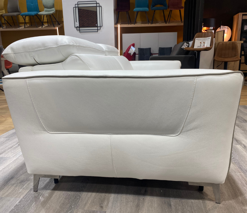 canapé convertible 3 places rapido cuir blanc - Souffle d'intérieur
