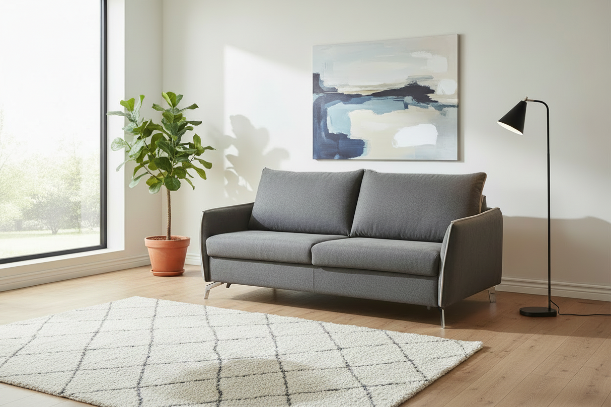 Canapé convertible gris rapido dans salon contemporain