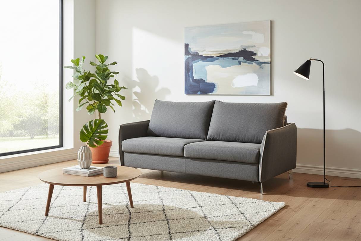 Canapé convertible gris rapido dans salon contemporain