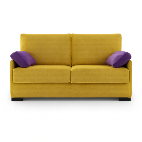 Canapé convertible jaune 3 places – design compact et matelas 12 cm – Souffle d’Intérieur
