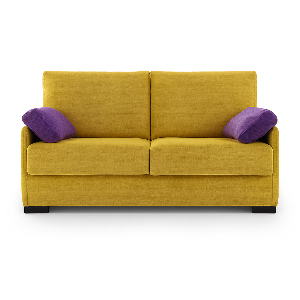 Petit canapé convertible jaune 3 places - design contemporain