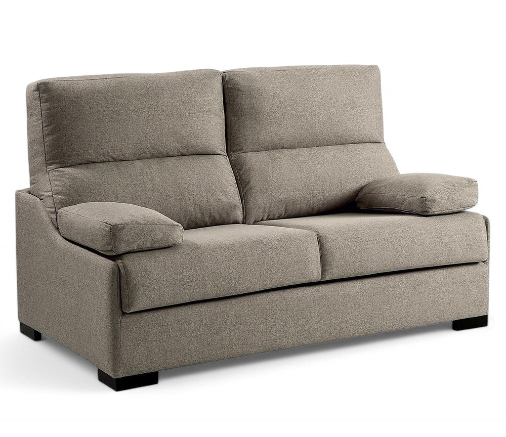 Canapé rapido convertible en lit matelas épais tissu taupe en position fermé