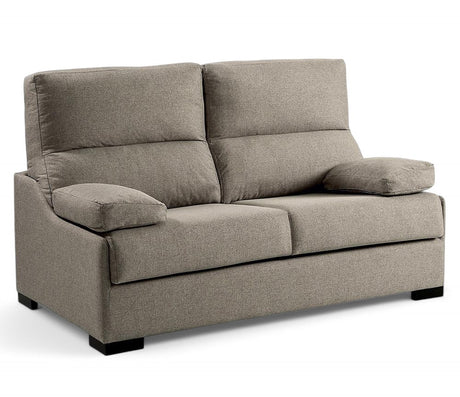 Canapé rapido convertible en lit matelas épais tissu taupe en position fermé