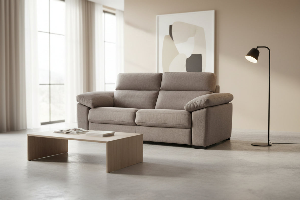 Canapé rapido lit convertible Patricia – vue 3/4 – tissu taupe