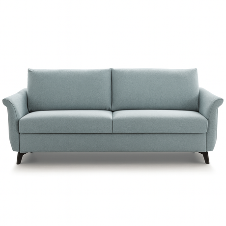 Canapé convertible rapido 3 places Fannie en tissu bleu clair design moderne