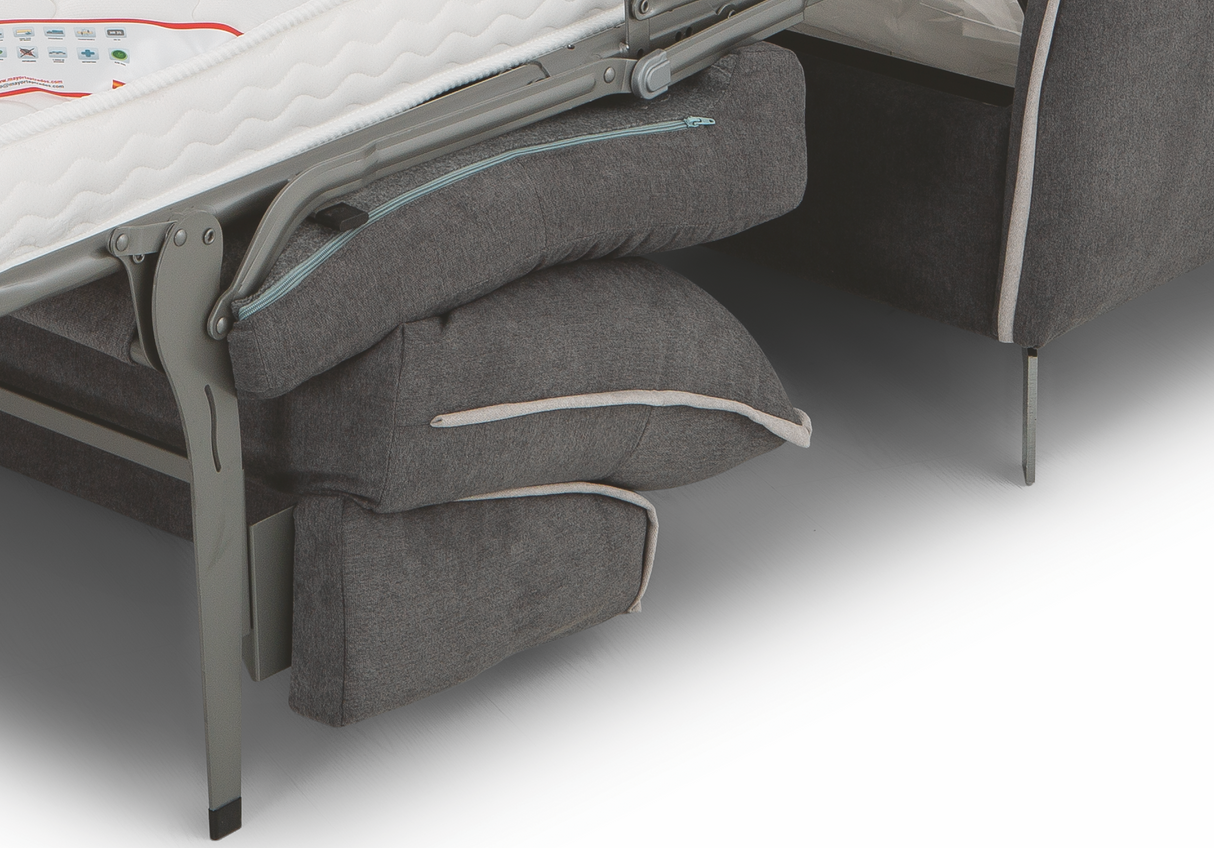 Détail canapé lit convertible – Martin – tissu gris