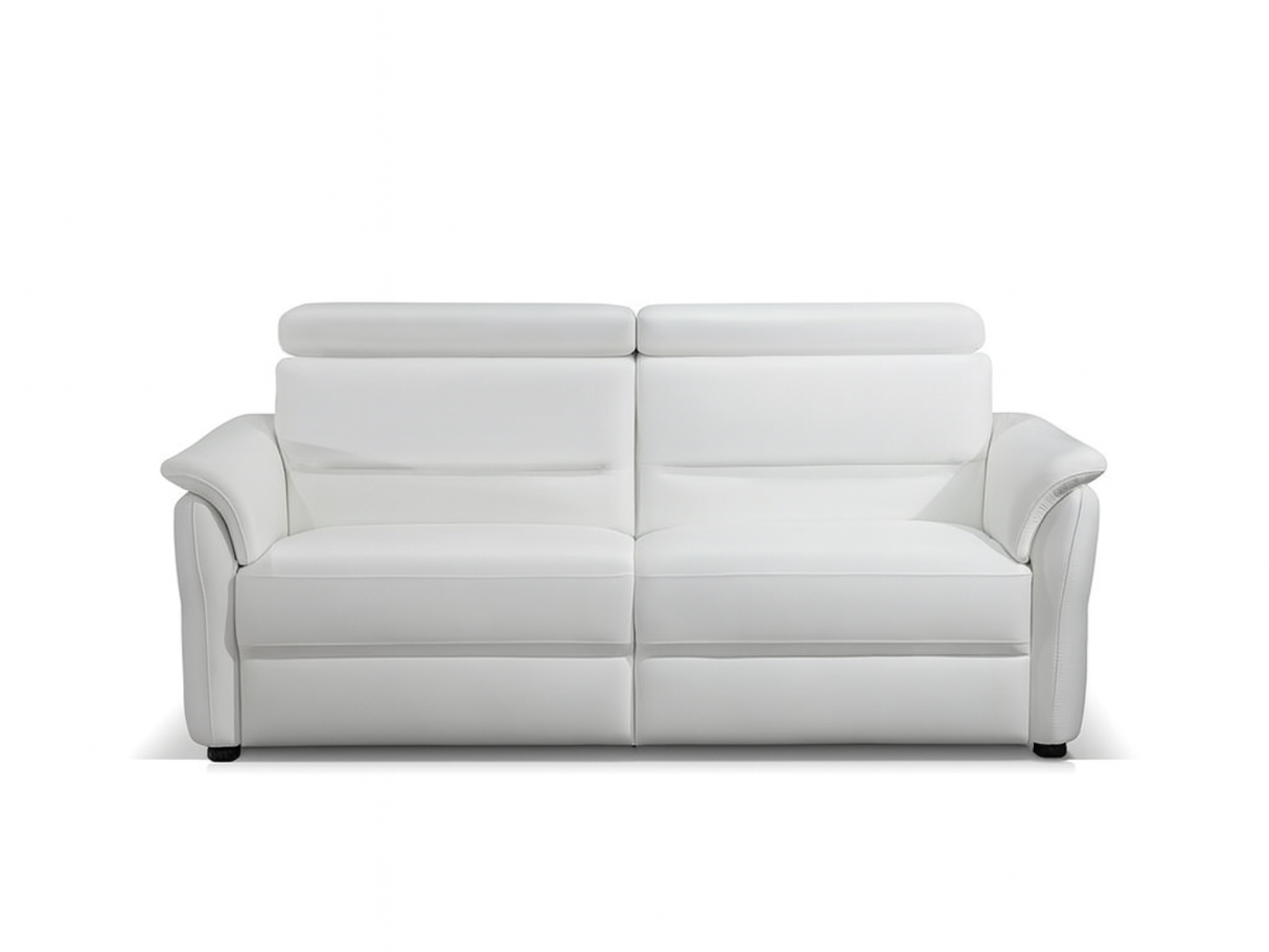 Complete white leather living room set 3 seats 2 relax and 2 fixed seats - Alana
