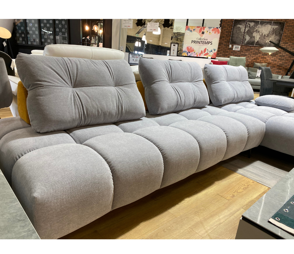 Canapé d angle 5 places gris modulable reversible 280cm x 171cm  - Mooving