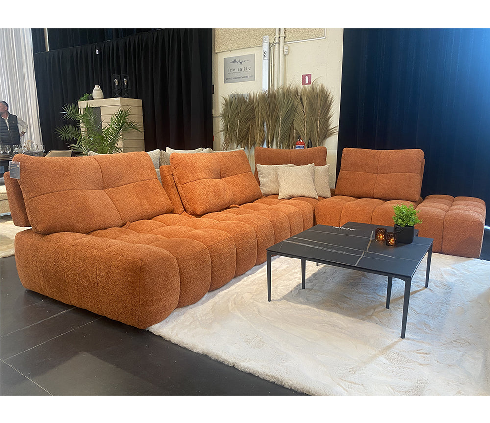 Canapé d’angle avec dossiers avance recule Terracotta - Souffle d'intérieur