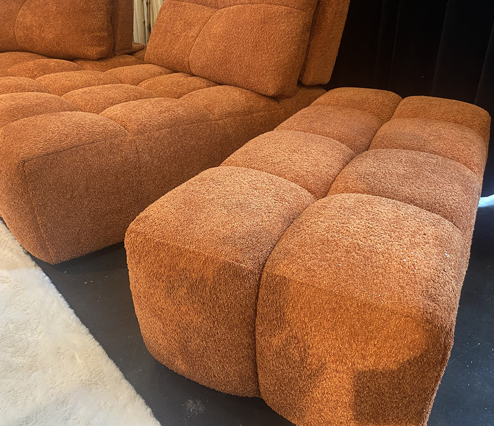 Pouf méridienne d'un Canapé d’angle avance recule Terracotta - Souffle d'intérieur