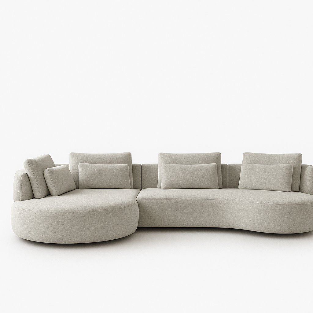 Canapé d’angle beige arrondi « Martine » – Souffle d’Intérieur