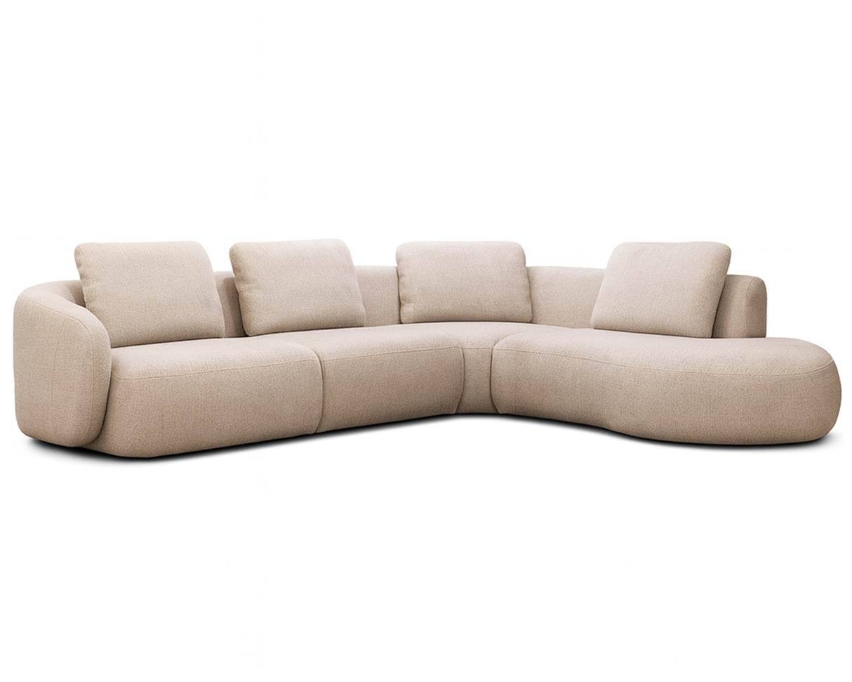 Canapé d'angle Cocoon - vue 3/4 - tissu texturé Beige