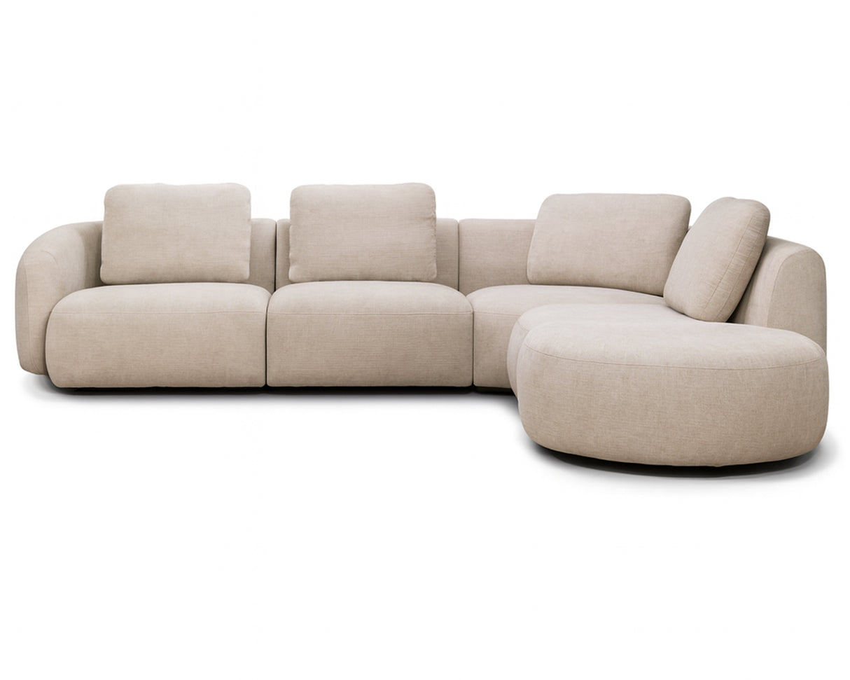 Canapé d'angle Cocoon - vue face - tissu texturé Beige