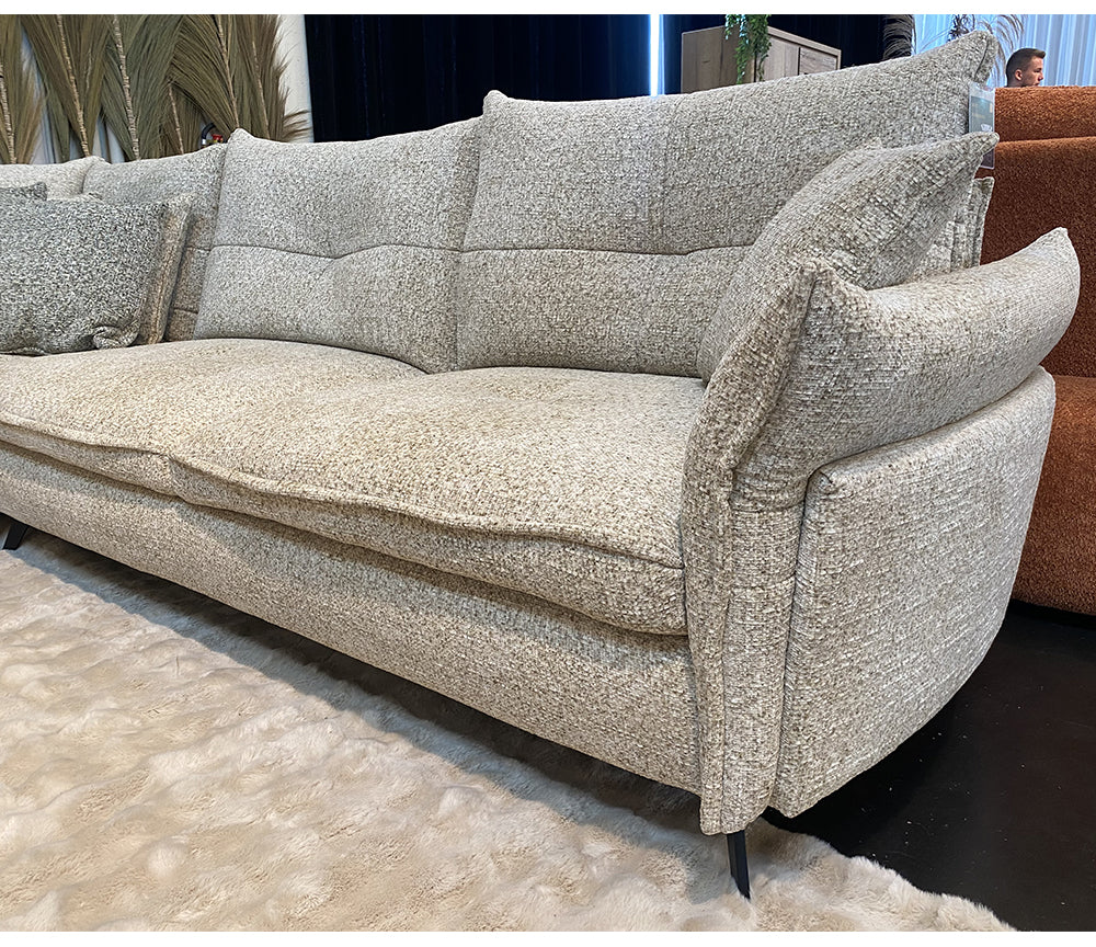 Canapé d'angle beige en tissu chiné - Souffle d'intérieur