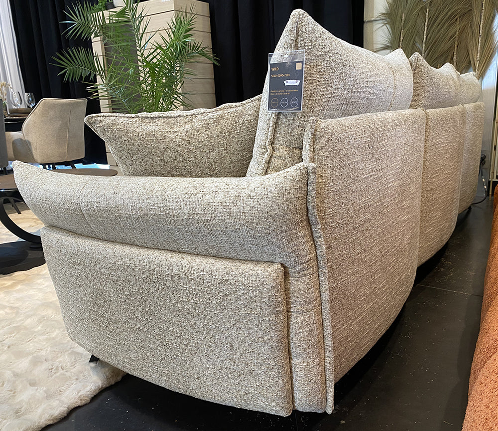 Canapé d'angle beige en tissu chiné - Souffle d'intérieur