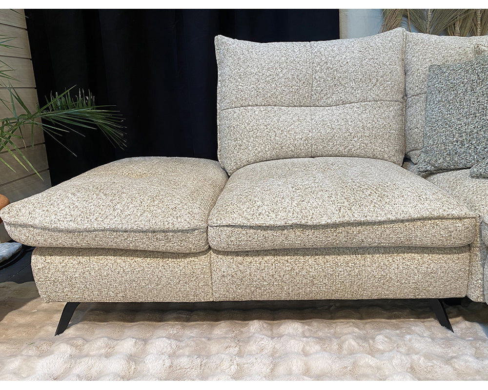 Canapé d'angle beige en tissu chiné - Souffle d'intérieur