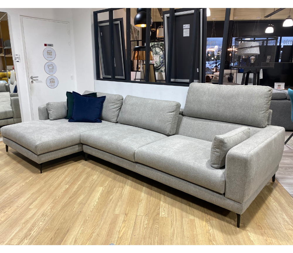 Canapé d'angle gris méridienne design et confortable 343 x 176cm- Antonio