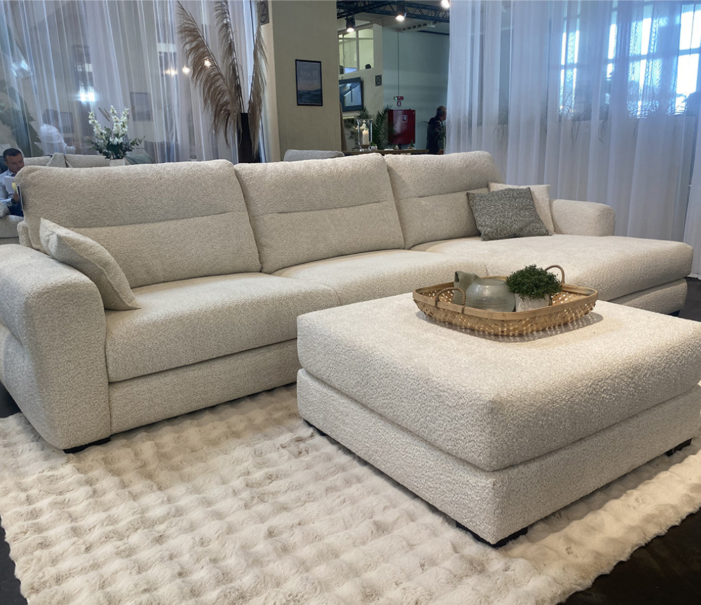 Beige fabric corner sofa 306x199cm - Mimos