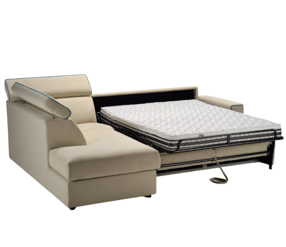 Canapé d'angle convertible lit 140 rapido tissu beige - Ginny