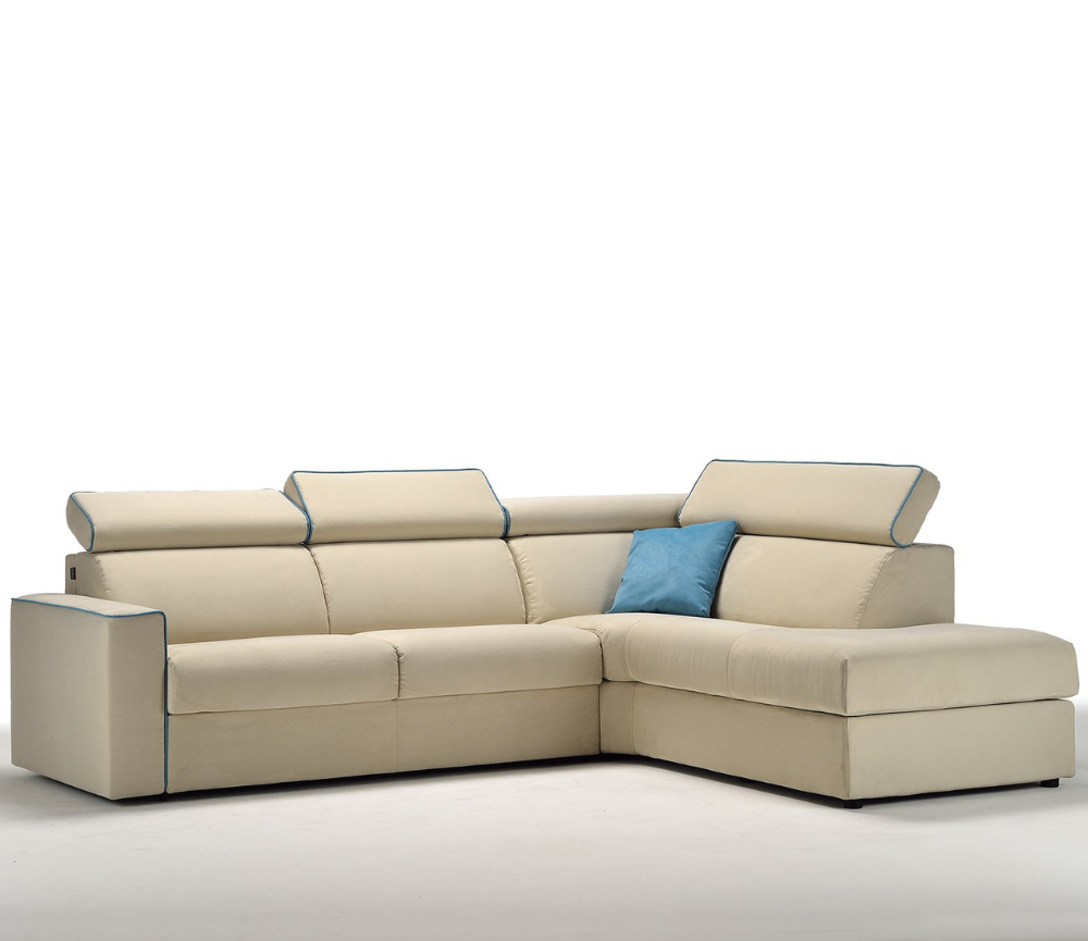 Canapé d'angle convertible lit 140 rapido tissu beige - Ginny