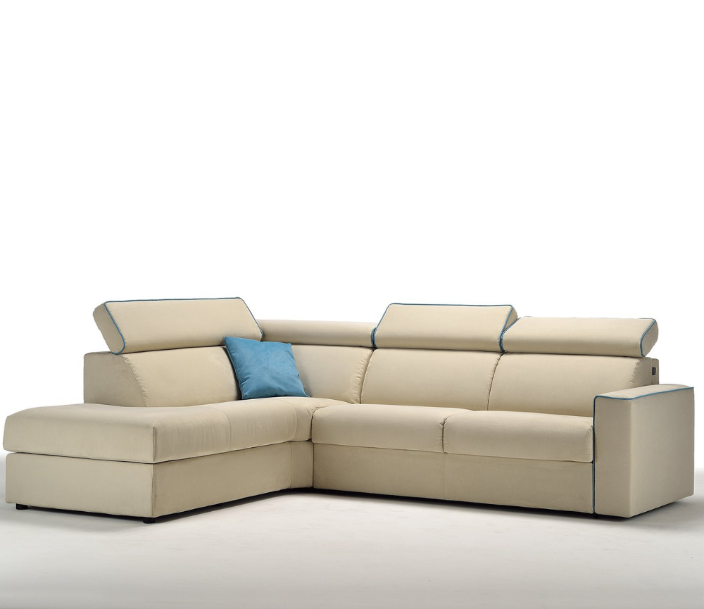 Canapé d'angle convertible lit 140 rapido tissu beige - Ginny