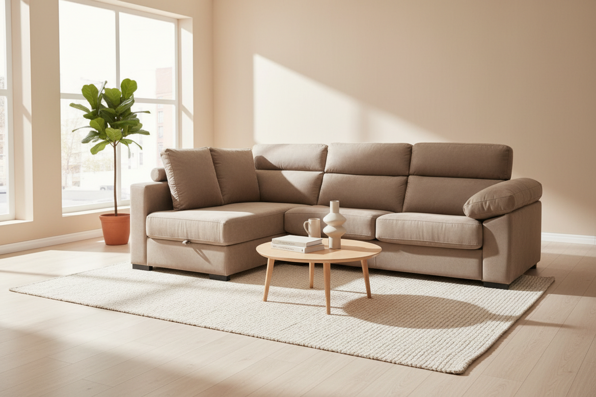 Canapé d'angle convertible rapido Lea – méridienne à gauche – vue 3/4