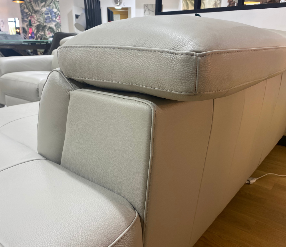 Canapé d'angle relaxation électrique en cuir gris 280 x 233cm - Ariane