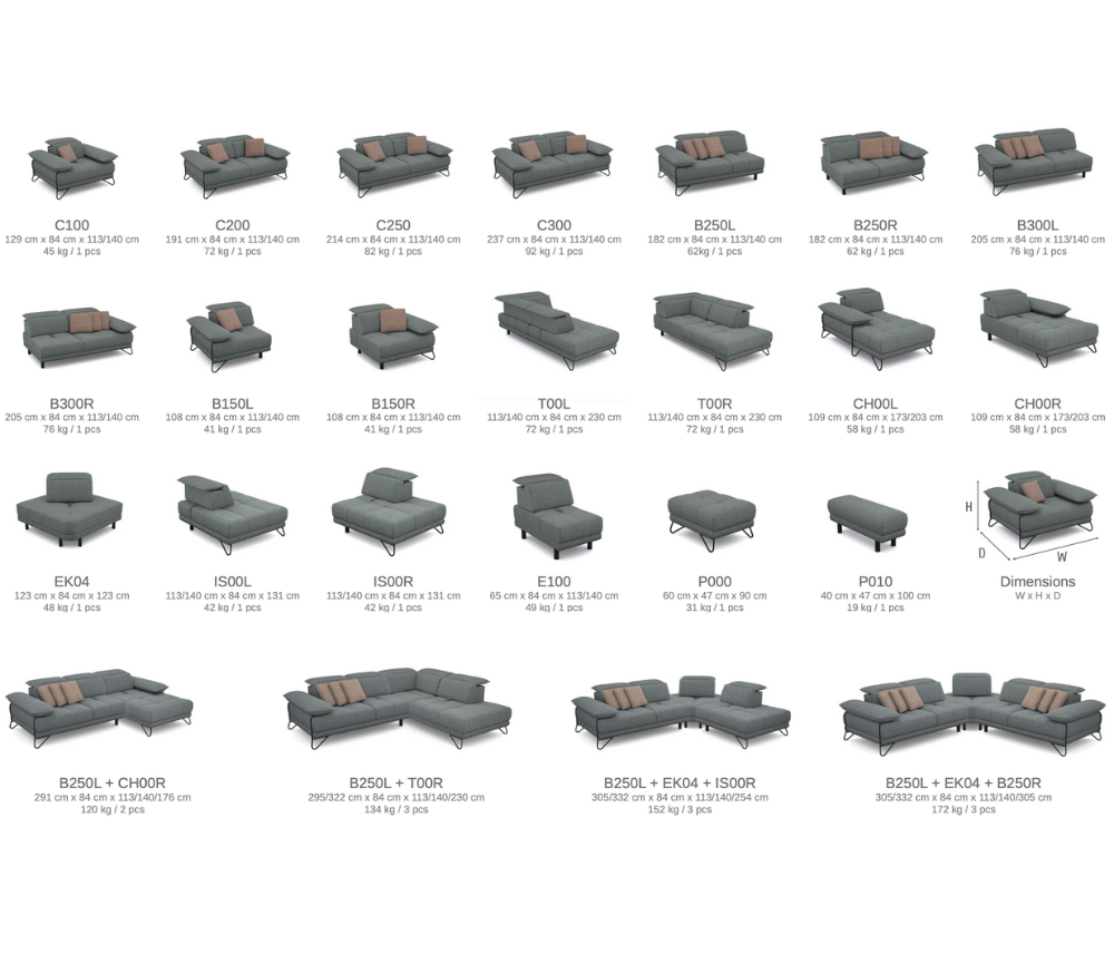 module Canapé d'angle gris clair avec dossiers avance recule - Souffle d'intérieur