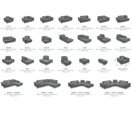 module Canapé d'angle gris clair avec dossiers avance recule - Souffle d'intérieur