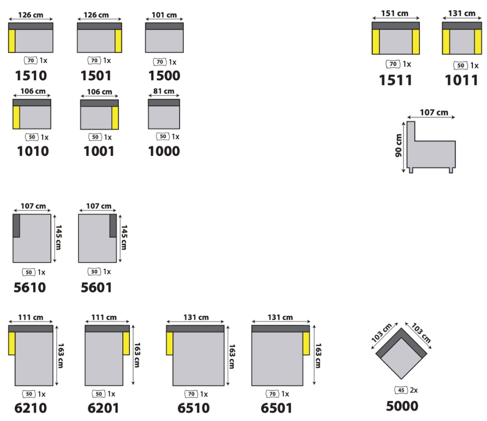 Modular corner sofa 348x329cm - Romy