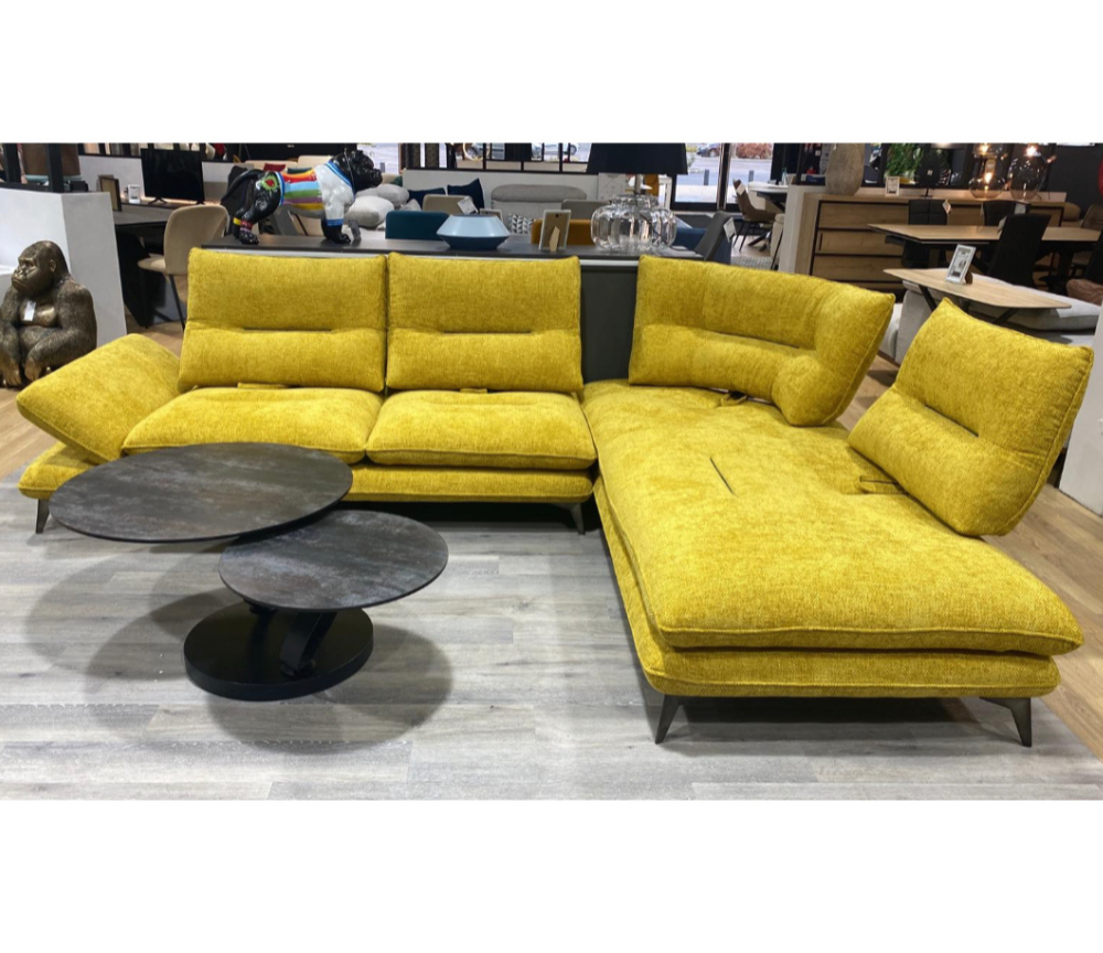Canapé d'angle avance recule jaune - Libra