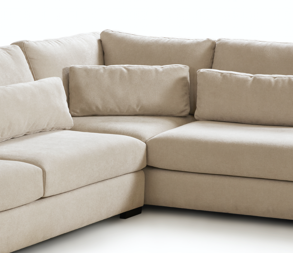 Canapé d'angle beige méridienne contemporain en tissu - Betty