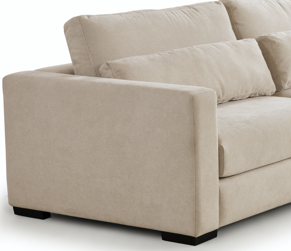 Canapé d'angle beige méridienne contemporain en tissu - Betty