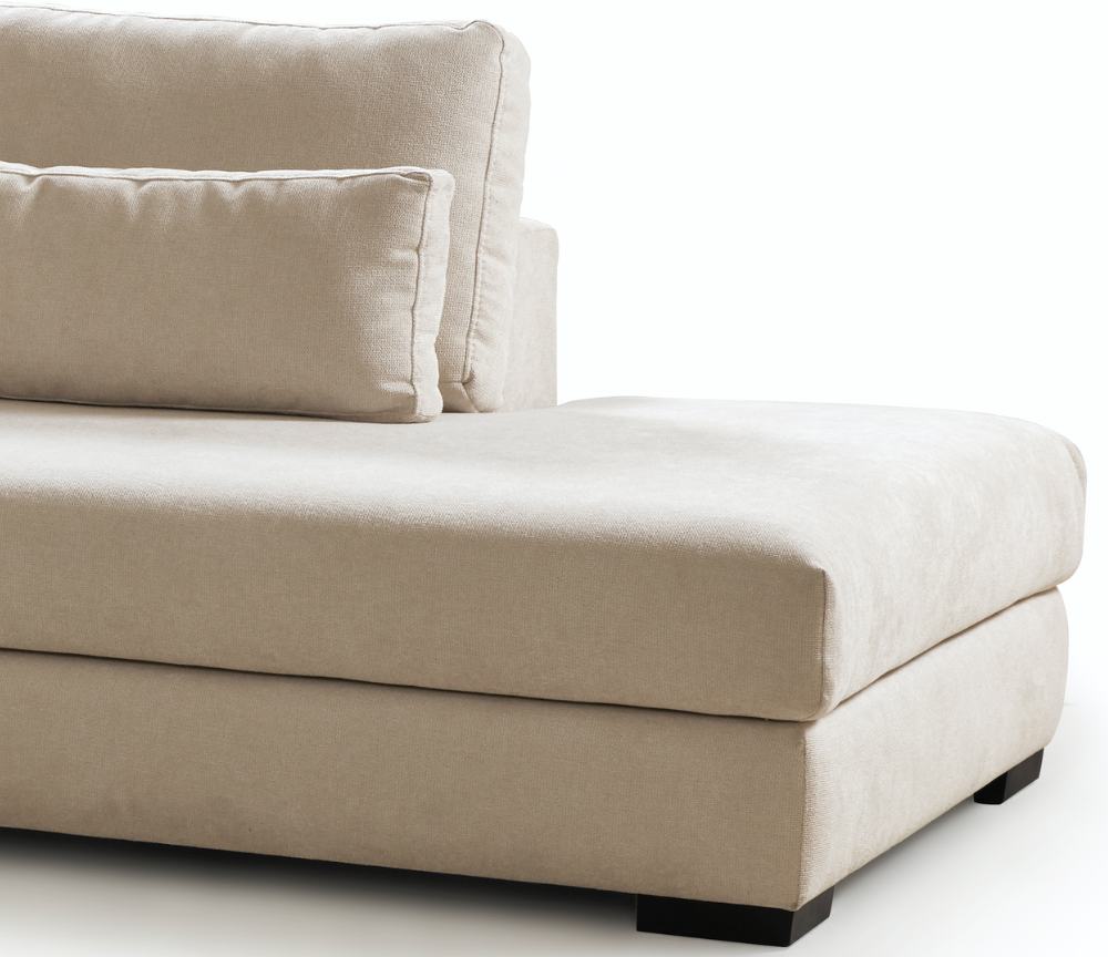 Canapé d'angle beige méridienne contemporain en tissu - Betty