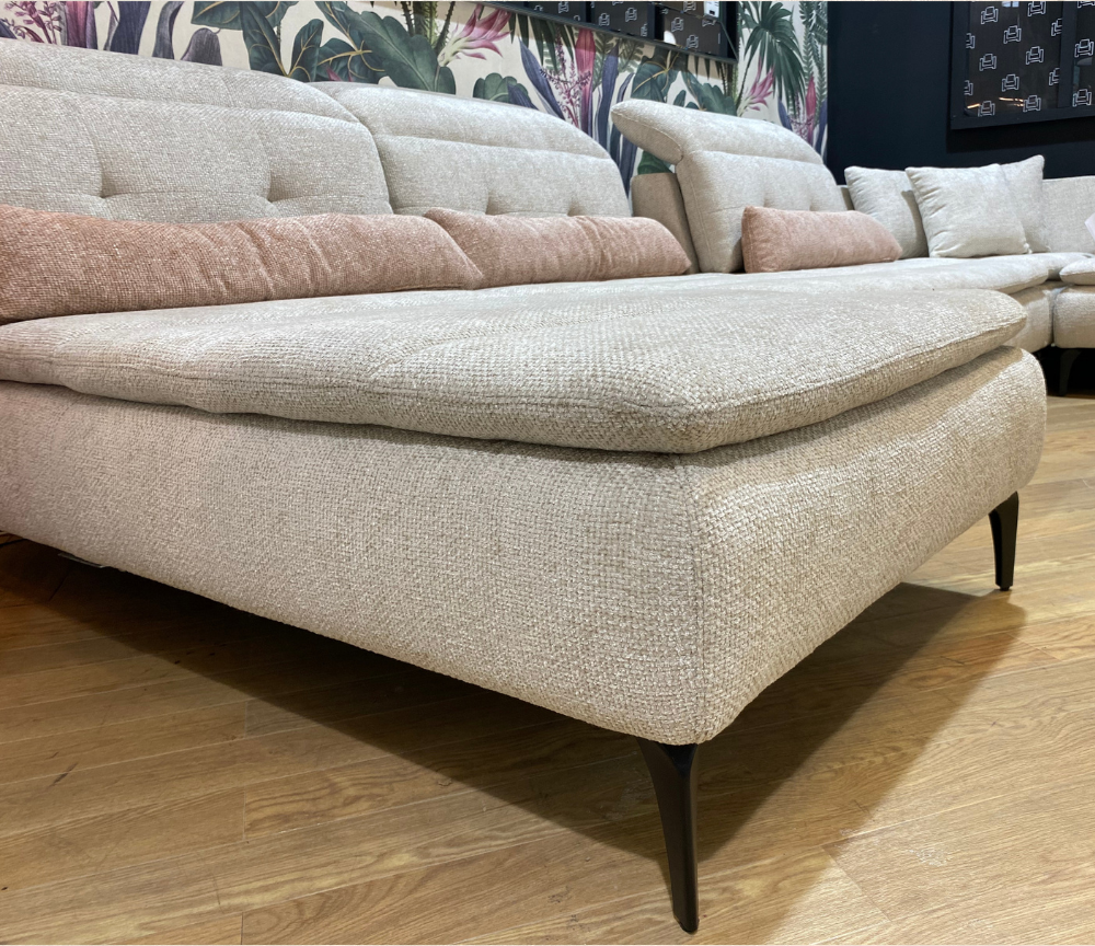 Canapé d'angle modulable beige panoramique en tissu 384 x 262cm - Looper