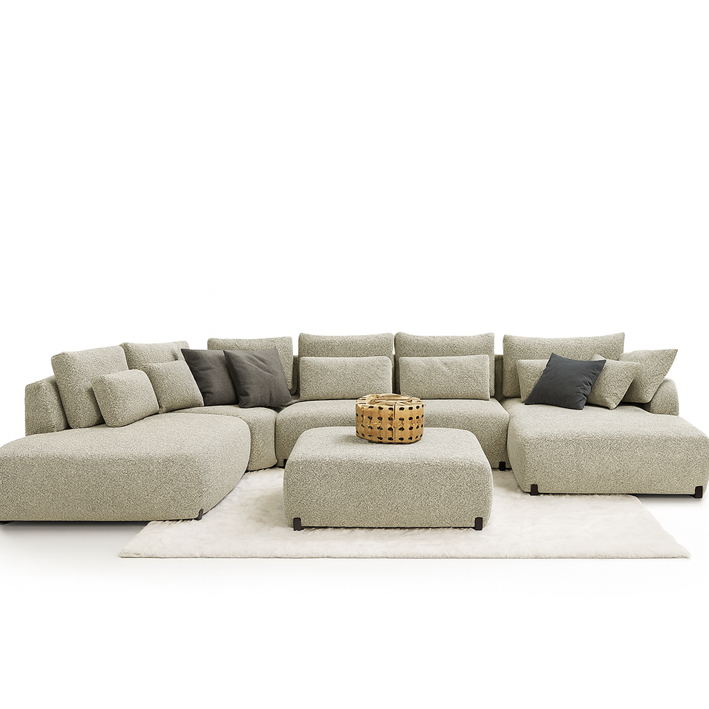 Canapé d'angle Jabo - vue face - tissu gris